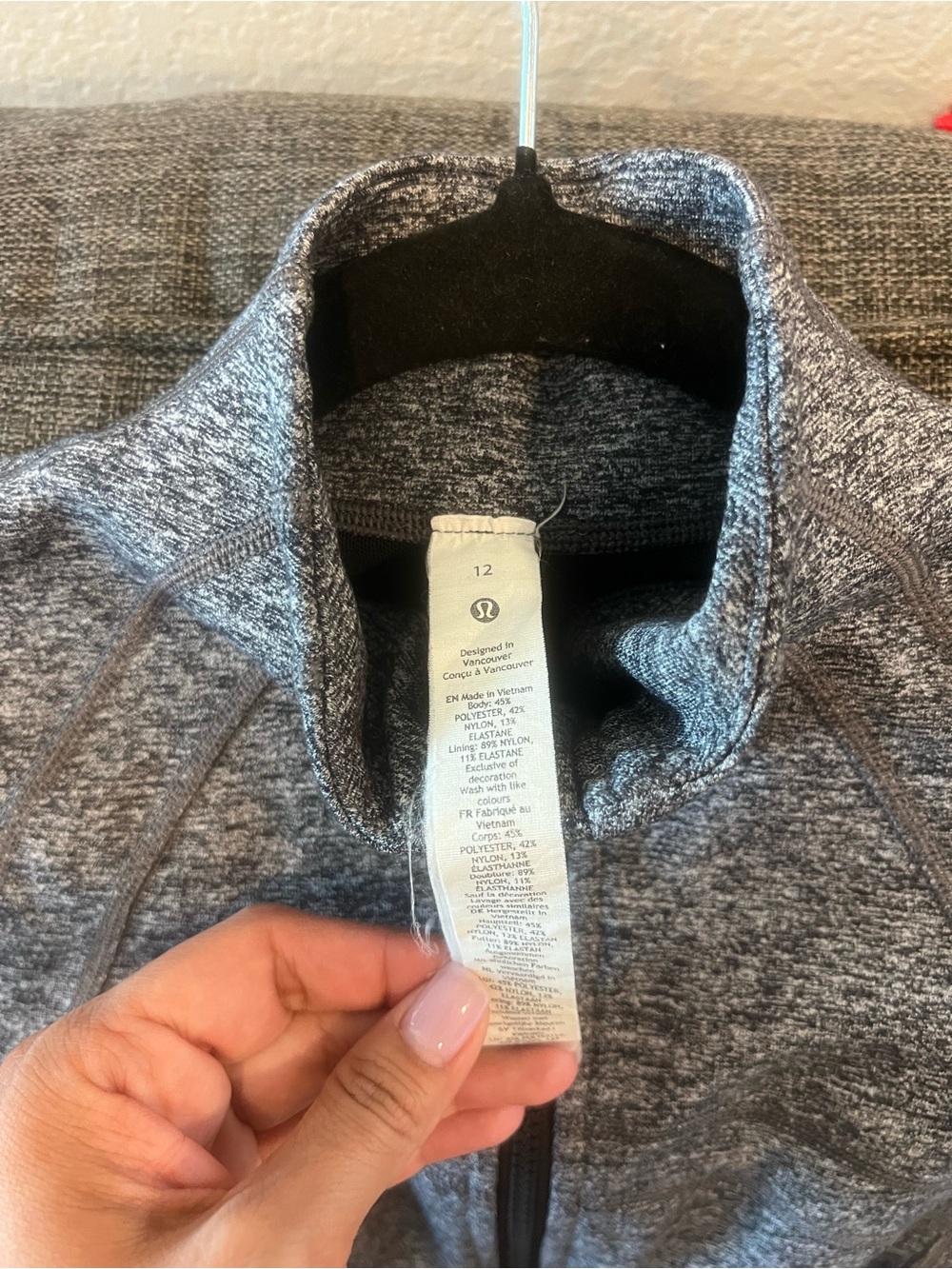 lululemon Heathered Charcoal Zip-Up